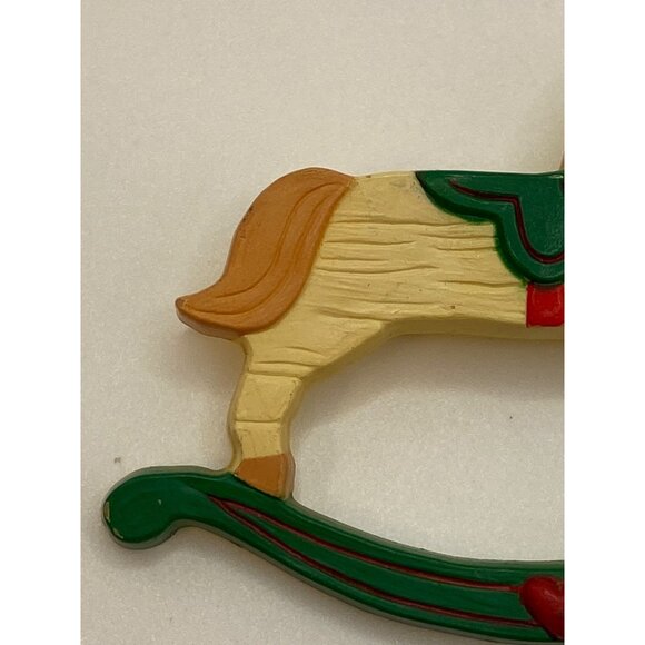 Vintage 1989 Hallmark Rocking Horse Christmas Pin Brooch Hand-Painted Collectibl - Picture 4 of 9